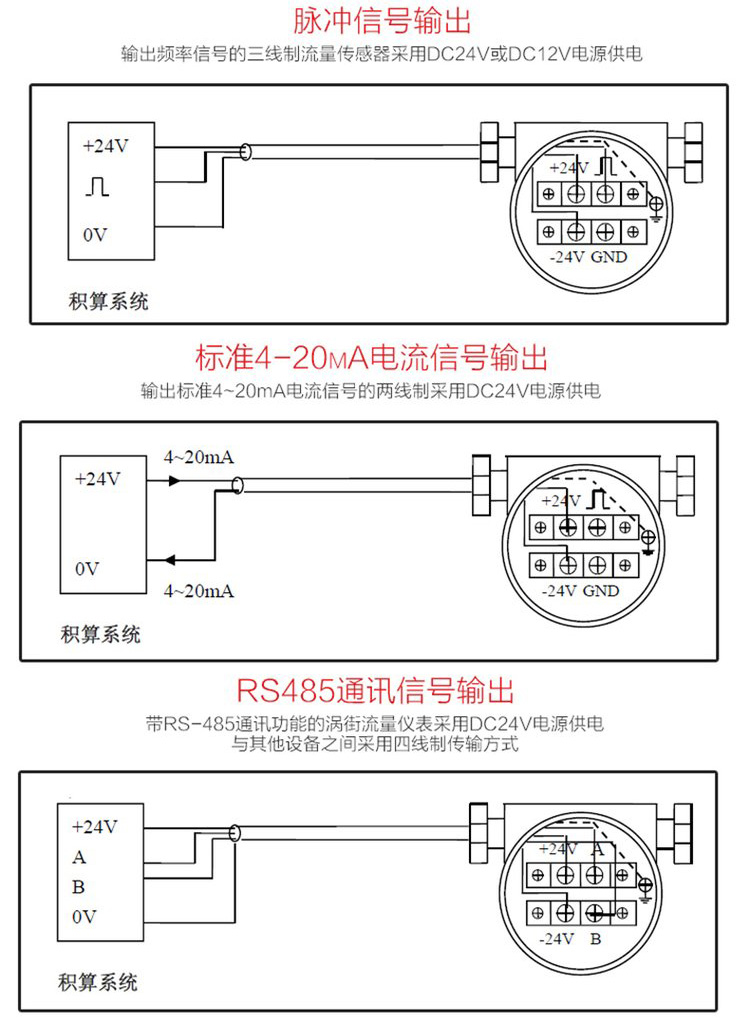 蒸汽涡街流量计接线图